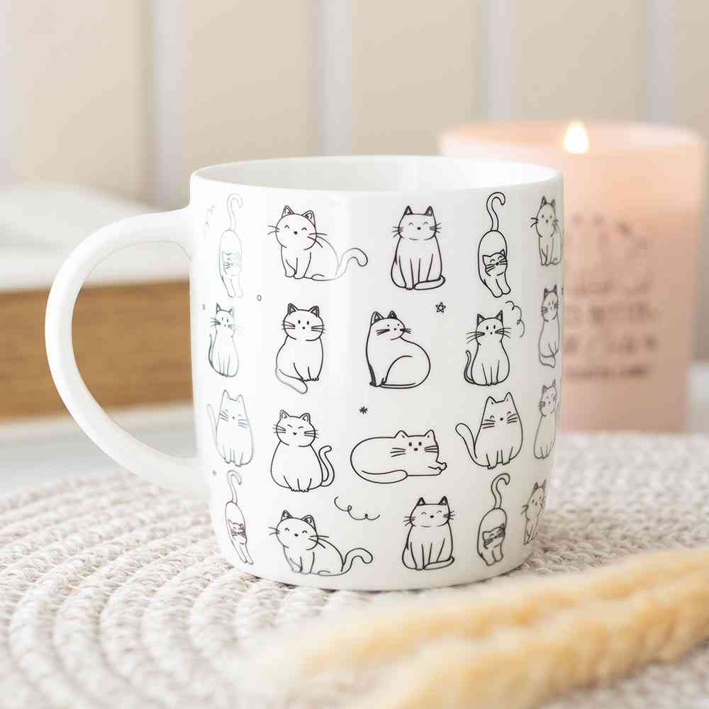 Something Different - White Happy Cat Print Mug - White